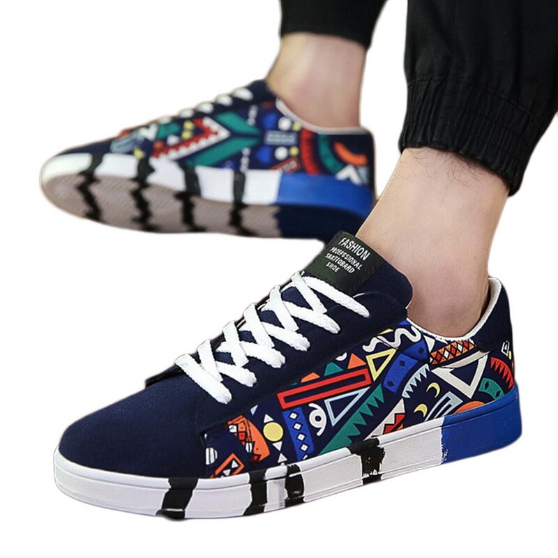 Loozykit herr sneakers vår/höst herr fritidsskor canvas sneakers koreanska sport manliga studentskor: Blå / 41