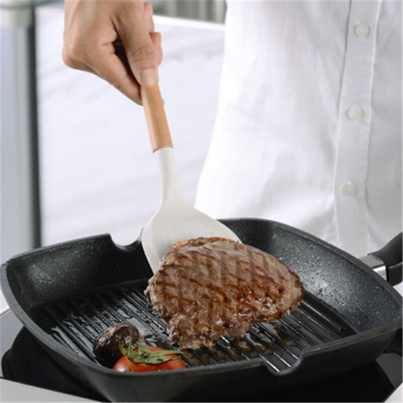 Nordisk stil vit silikon köksredskap nonstick spadar spatel matlagningsredskap bakning bakverk också bakprylar