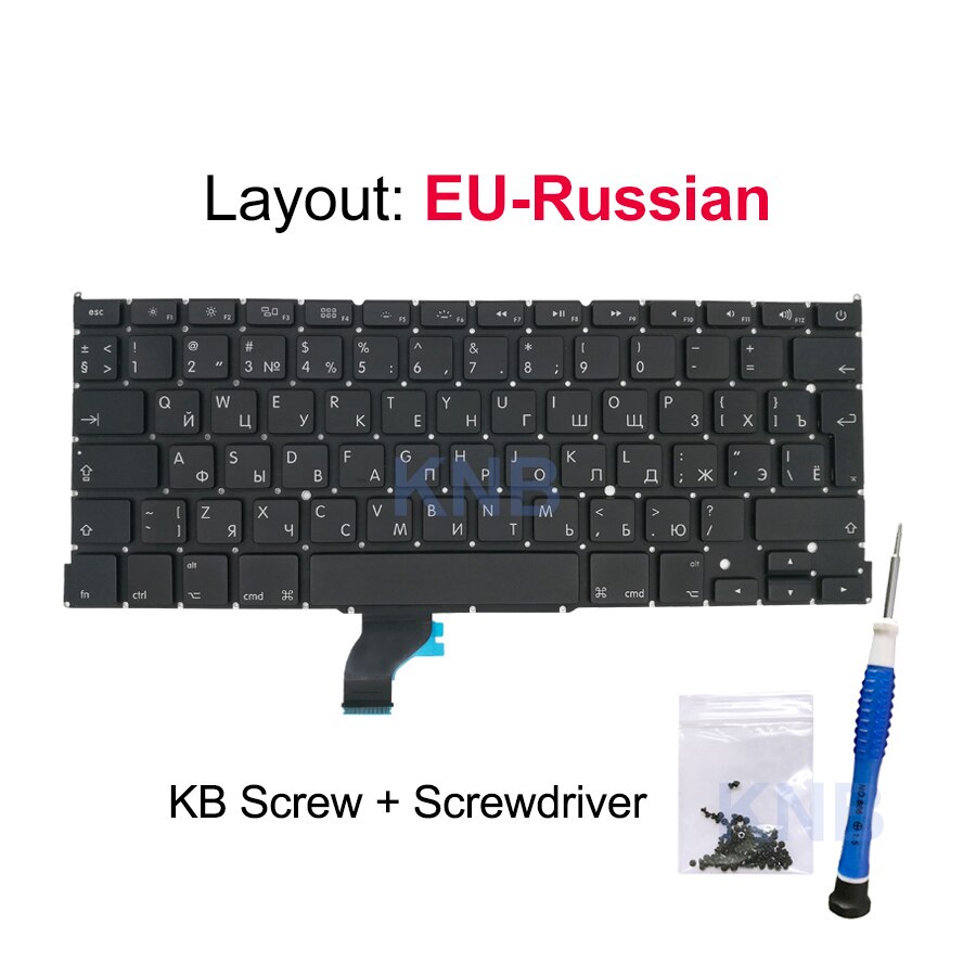 Nowy Laptop A1502 klawiatura US UK hiszpania rosyjski francuski szwajcarski włochy arabski układ dla Macbook Pro Retina 13 &quot;2013 2014 2015: UK-RU with Tools