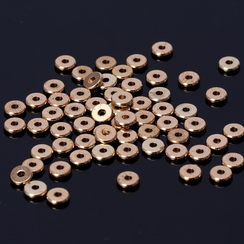 JAVRICK 100 sztuk metalowe gładkie płaskie odstępnik dysk Heishi Rondelle koraliki Diy ocena biżuteria tworzenia biżuterii koraliki