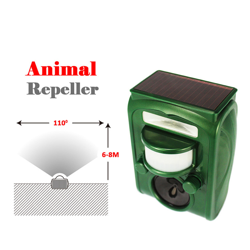 Solar Animal Repeller Ultrasone PIR Bewegingssensor Repellent Outdoor Tuin Pest Vogel Kat Hond Vleermuis Repellent Houd Dieren Weg