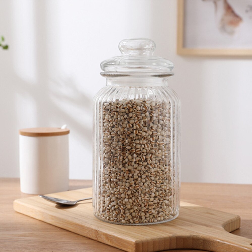 Skandinavisk gjennomsiktig glass syltetøy godteri krukker kjøkken matte oppbevaring forsegling bokser med lokk elegante kaffebønner te arrangør flasker