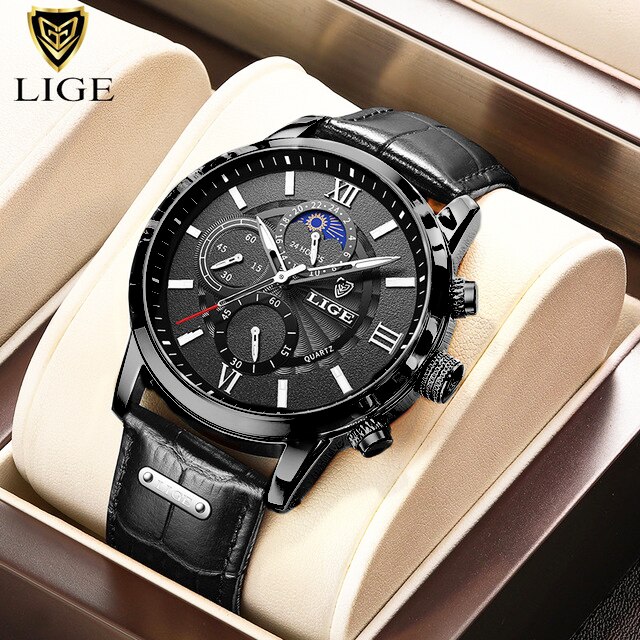 Mannen Horloge Comfortabele En Elegante Lederen Casual Quartz Horloge Mannen Lichtgevende Automatische Datum Waterdichte Sport Horloges: 1111