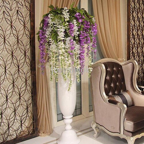 Kunstige blåregn blomster vin silke blomst bryllup have restaruant bar hjem fest indendørs udendørs hængende indretning