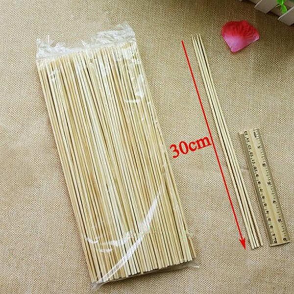 50 stk 15 ~ 40cm 3mm bambus engangs træbbq festspyd naturlige bambuspinde kødmad grillpinde tilbehør: 30cm