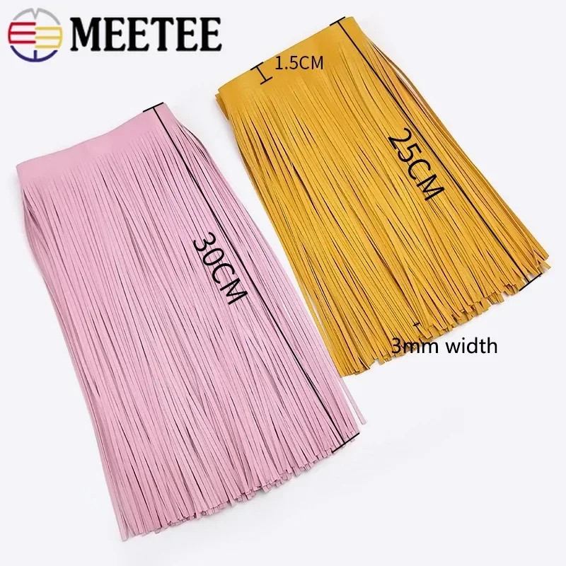 1 metro 10-30cm * 3mm PU cuero borla flecos decoración cinta de encaje DIY bolsos chaqueta falda ropa tela accesorios de costura