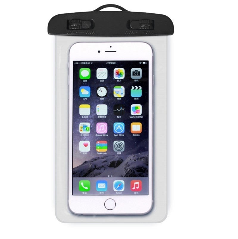 Touch vandtæt mobiltelefon tasker pvc universal mobiltelefon tør pose dække svømning dykning opbevaring taske telefon taske taske 105 x 175mm: Hvid