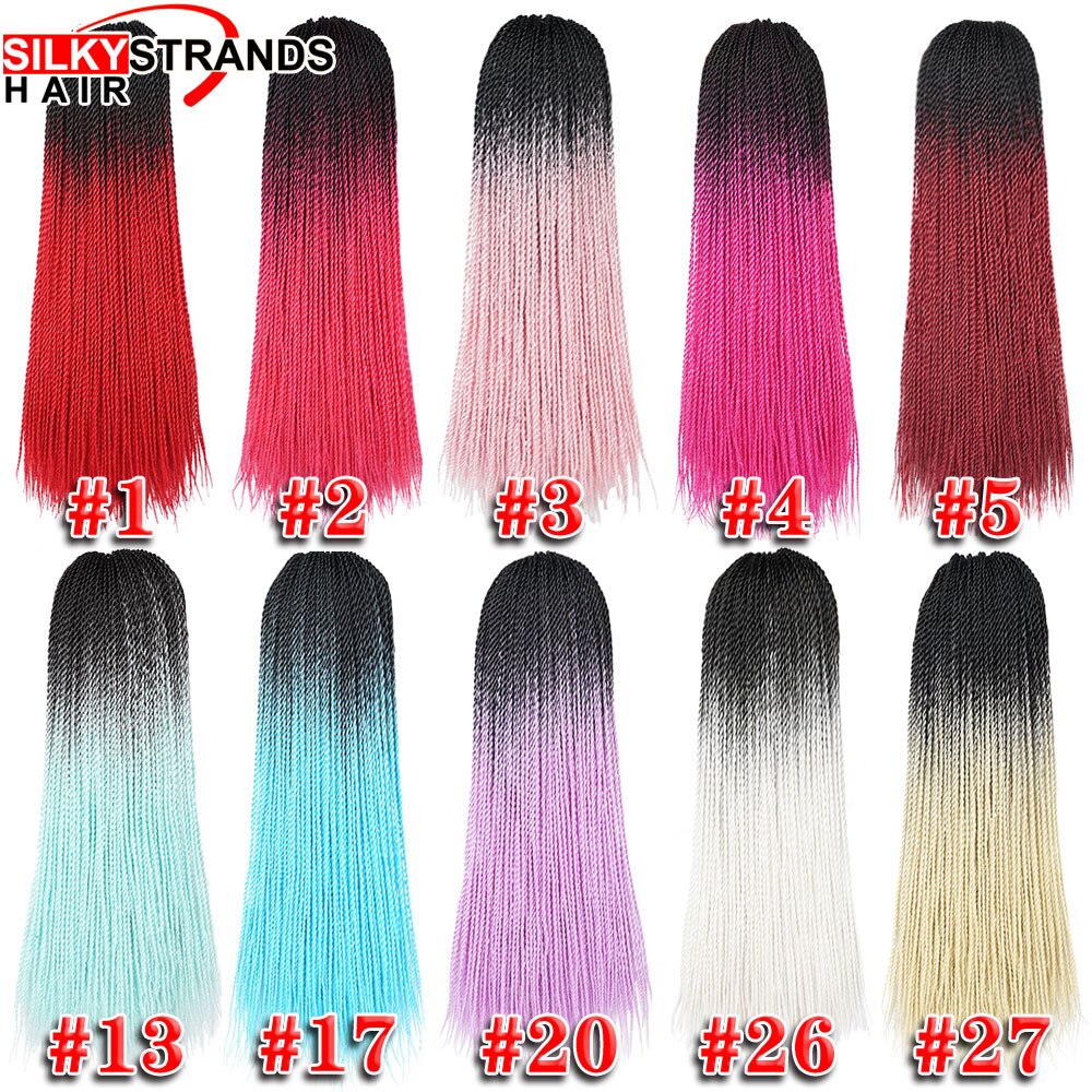 Extensiones de cabello trenzado ombré con hebras sedosas, trenzas de ganchillo sintéticas, colores grises y rubios