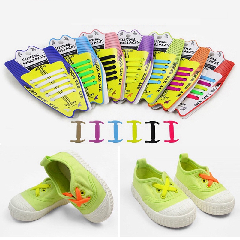 Kinderschnürsenkel ohne Bänder, Silikon-Schnürsenkel, elastisch, einfach anzubringen und auszuziehen, für kleine Babys, faul Spitze, 10 Stück/1 Paar