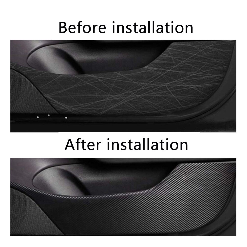 4pcs Protector Car Accessories Cover Interior Anti Dirty Door Practical Anti Kick Mat Carbon Fiber Styling Pad