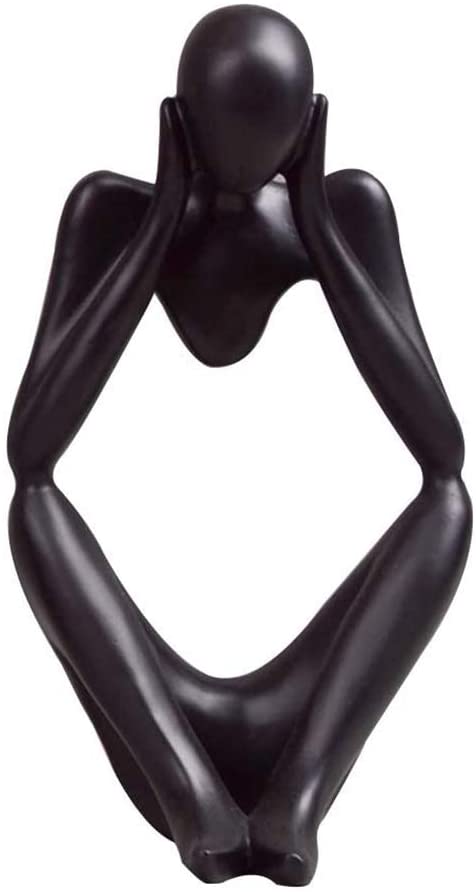 The Thinker Statue Black Abstract Sculpture Resin Statues for Home Decor Modern Home Office Desktop Shelf Bookshelf Decor: Focus