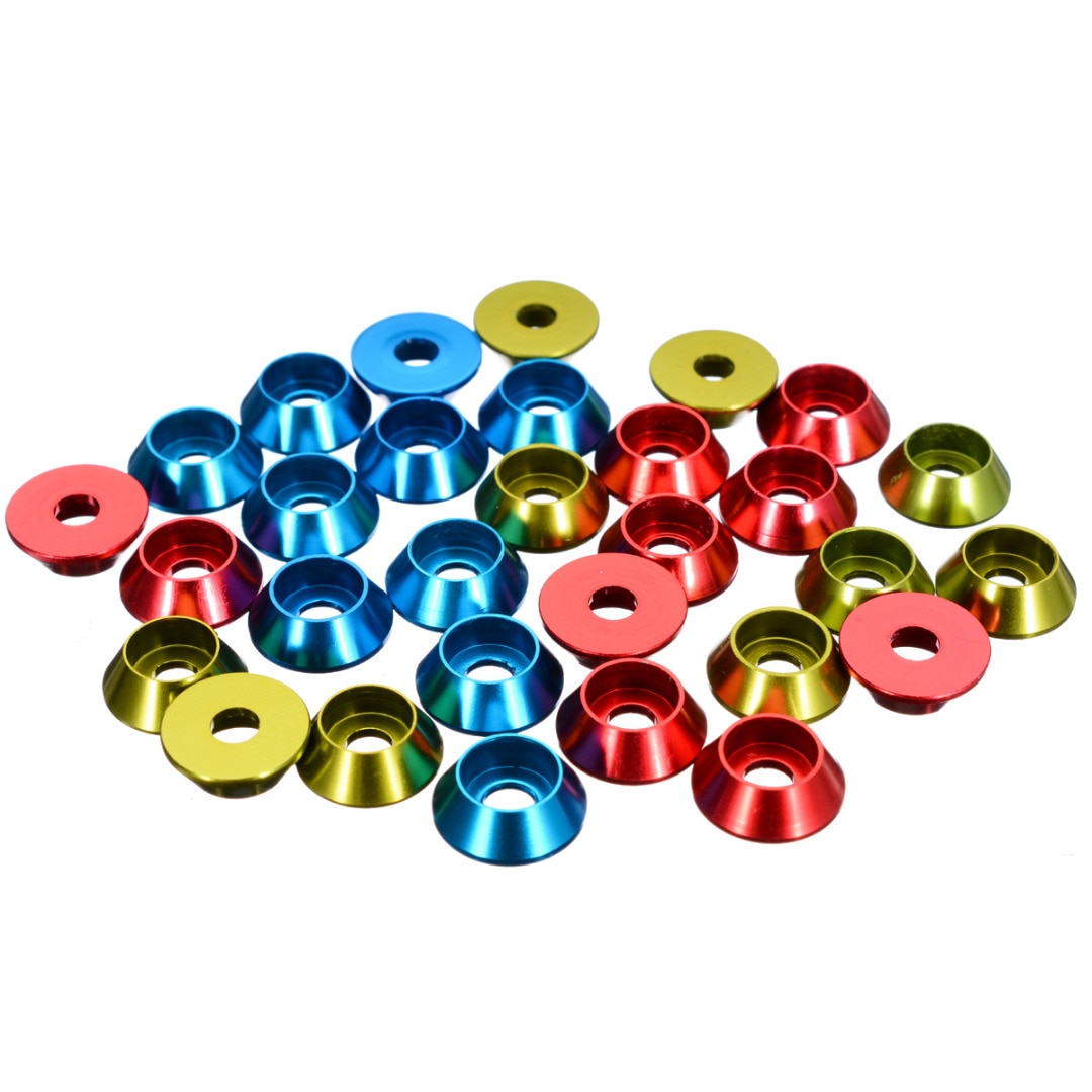 10Pcs/set M3 3mm Alloy Aluminium Countersunk Washer Head Bolt Gasket For RC Car Model Red Blue Green