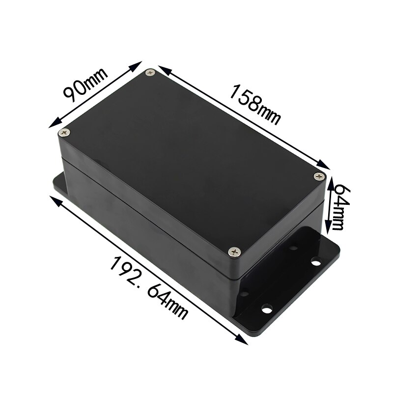 Black Outdoor Waterproof Enclosure Plastic Box Electronic Project Instrument Case Electrical Project Box Junction Box Housing: 158-90-60(ears)
