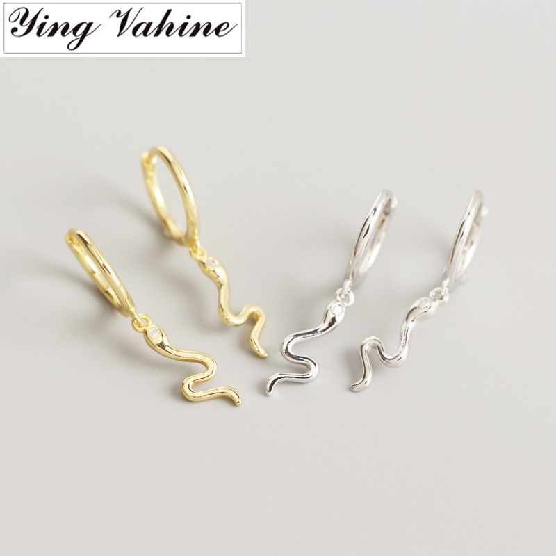 Ying Vahine 100% 925 Sterling Silver Animal Piccolo Serpente Del Pendente Orecchini A Pendaglio Per le donne