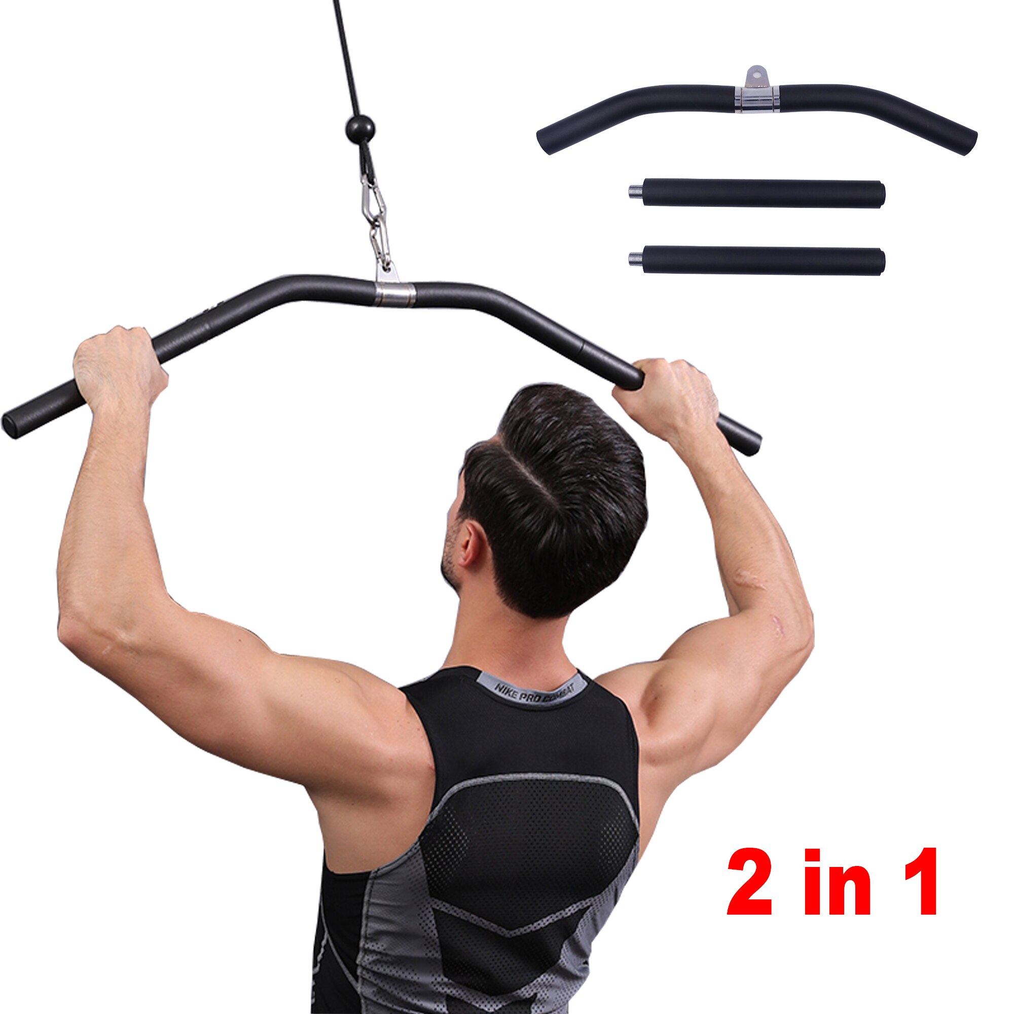 Tricep Back Strength Training Removable LAT Pull Down Curl Bar Rotation Gym Pully Cable Machine Attachment Fitness Accessories
