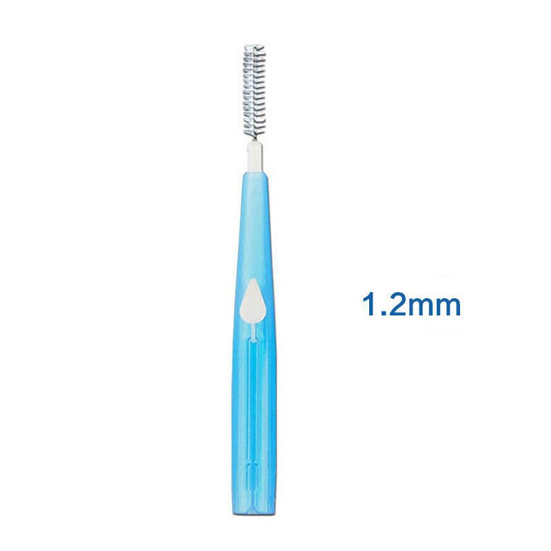 10 stk tand-mundhygiejne push-pull interdental børste voksne tandrensning tandtråd børste tandstikker 5 størrelse børstehoved tandpleje: Blå -1.2mm