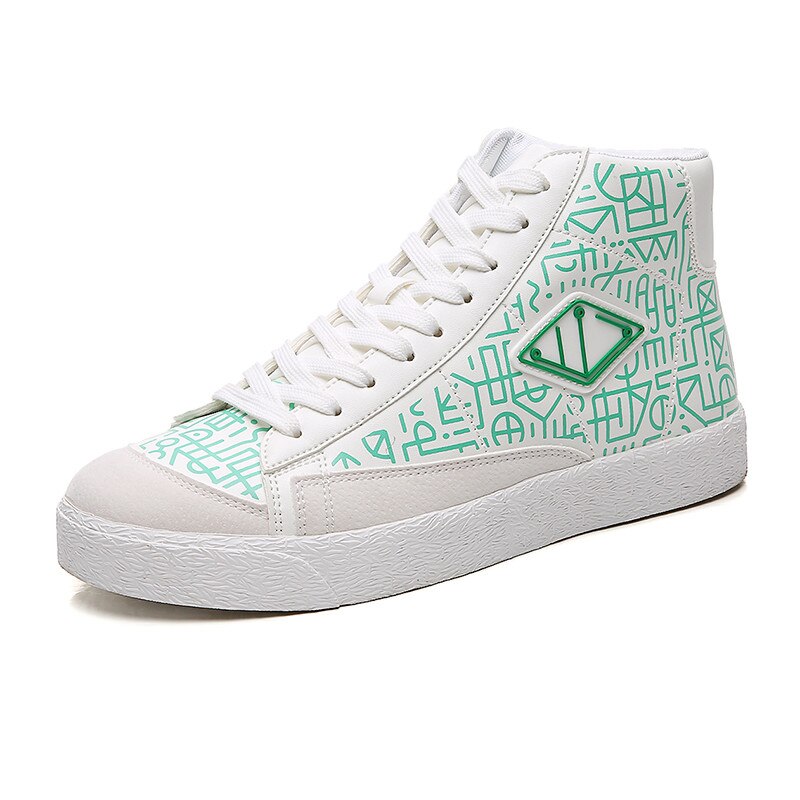 Färgglada målade skateboardskor för män som andas hip hop street skor sport fritid promenadskor chaussure homme: Grön  f760 / 42