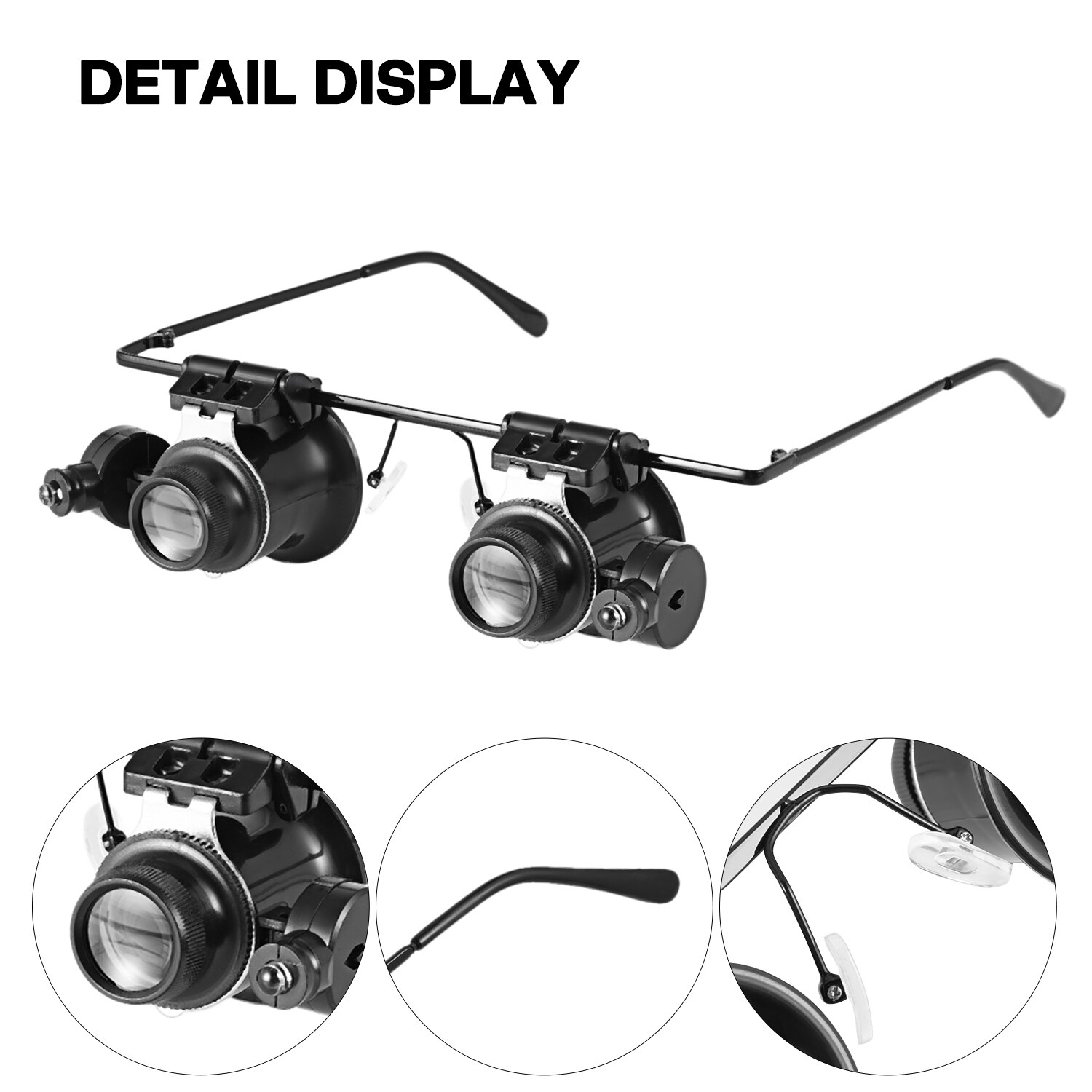 ACEHE-lupa Binocular de doble ojo, herramienta de reparación de relojes, lupa con dos luces LED ajustables, 20X