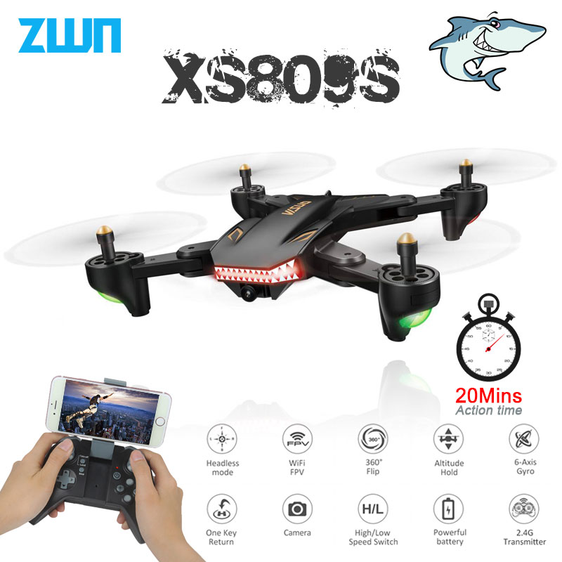 Visuo xs809s xs809hw foldbar selfie drone med vidvinkel 0.3mp/2mp hd kamera quadcopter wifi fpv rc helikopter mini dron