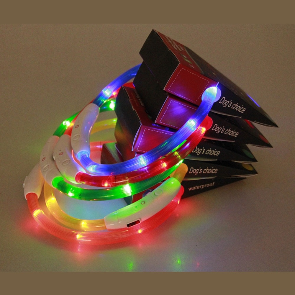 Wiederaufladbare USB LED Blinklicht Band Gürtel Sicherheit Haustier Hund Kragen AA