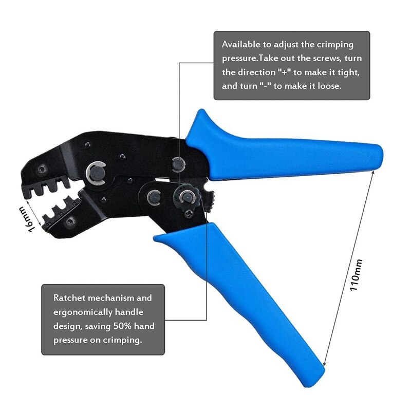 Hand Crimping Tool Wire Terminal Crimping Plier Cable Connector Clamping for 28-14AWG JST Tamiya JR XH Dupont Plugs