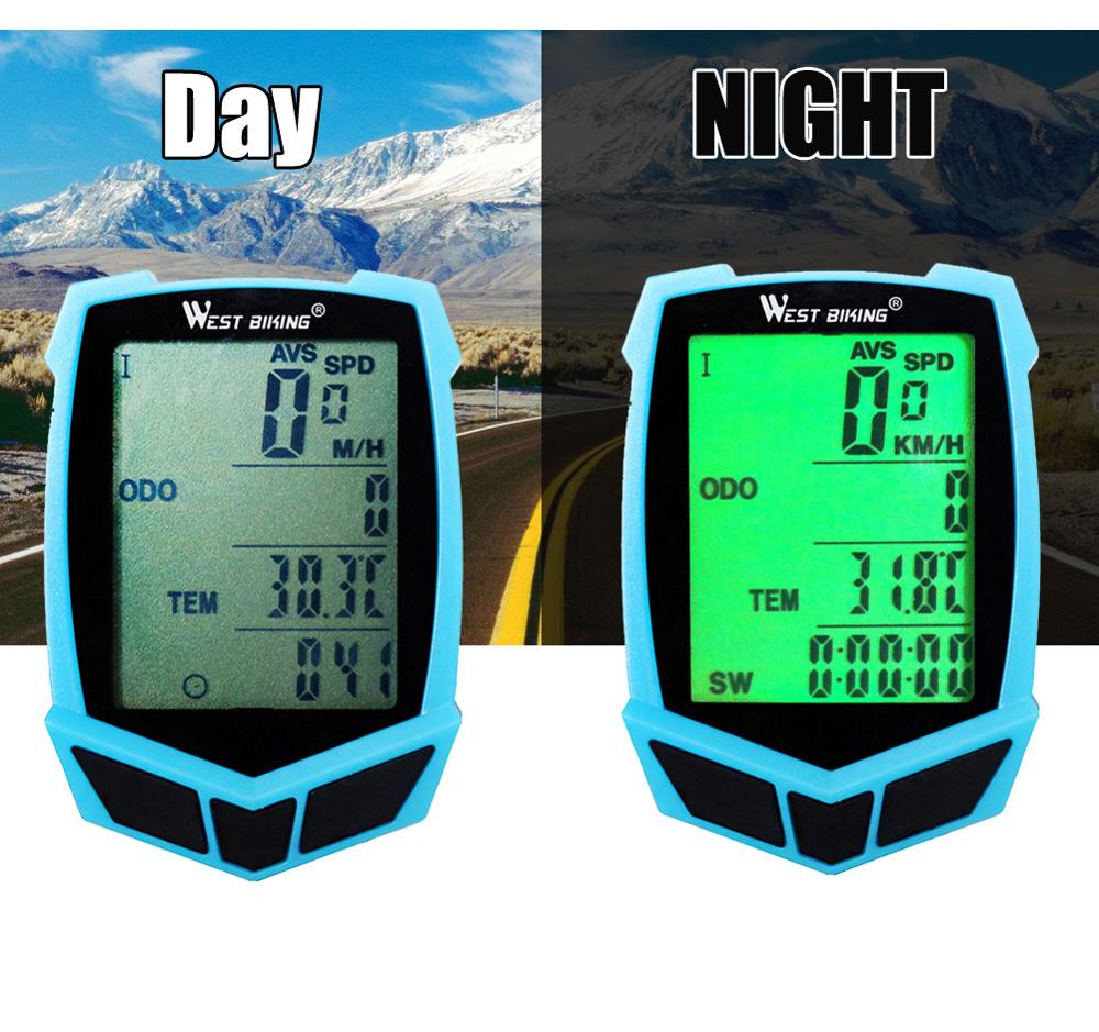 WEST BIKING Bike Computer Bicycle Speedometer LED Bicycle 20 Functions Waterproof Ciclocomputador Cycle Backlight Speedometer