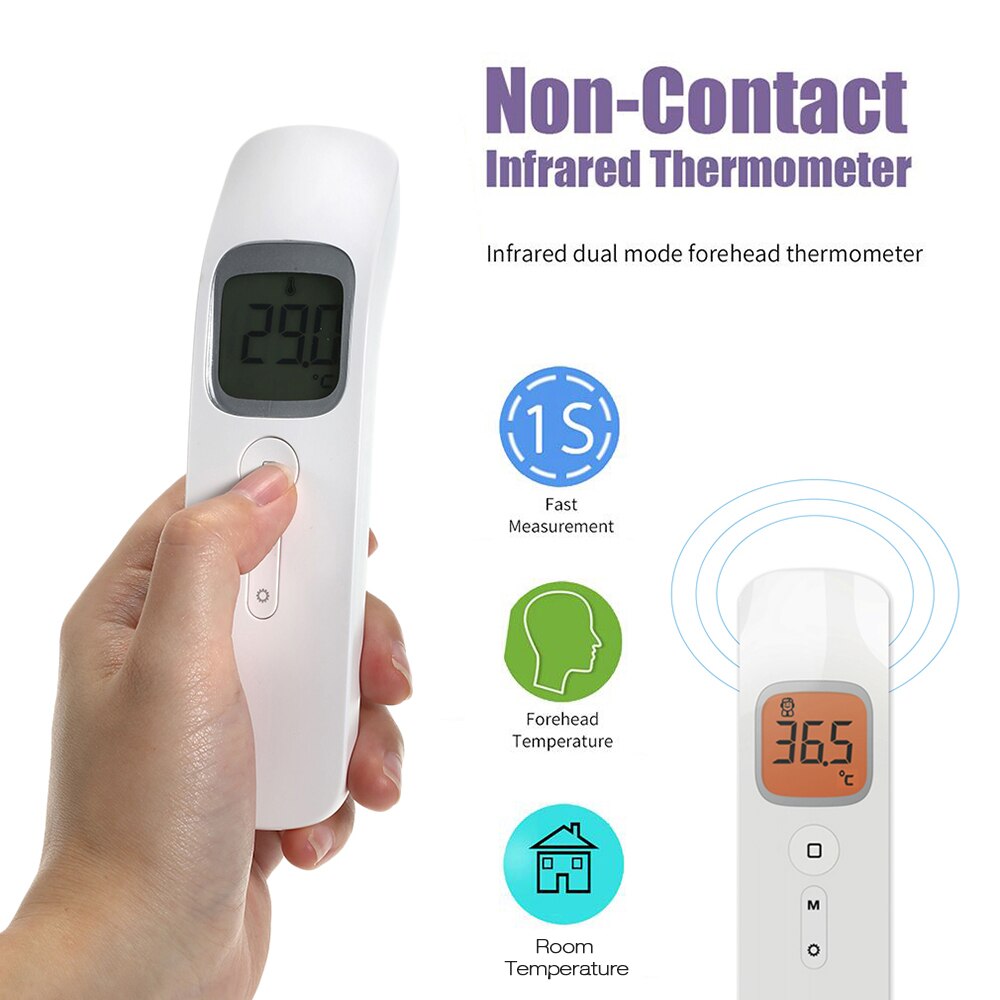 Berøringsfrit øre pandetermometer digitalt lcd display kropstermometer infrarød temperaturmåling ℃ og ℉ omskiftelig: Md974