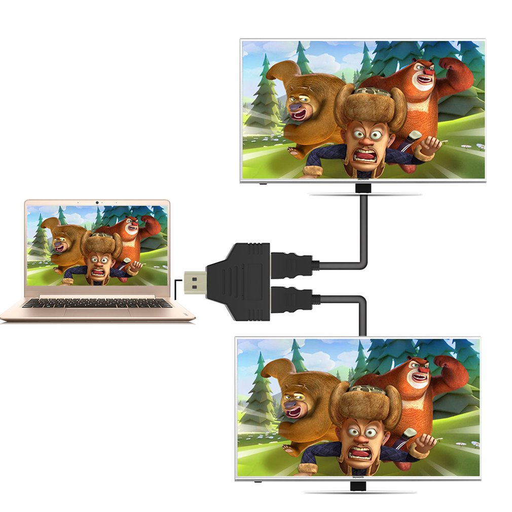 1080P 1 In 2 Hdmi Splitter Adapter Male Naar 2 Vrouwelijke Onversion Hoofd Adapter