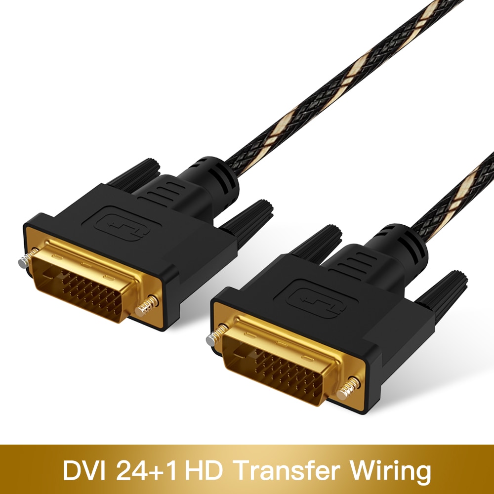 Gevlochten DVI 24 + 1 naar DVI Kabel Voor 1080P TV PS3 Loptap PCProjector Vergulde Male naar Male adapter 0.5m 1m 1.8m 3m 5m 10m 15m