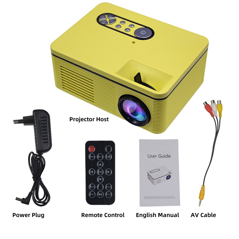 LEJIADA S361 Tragbare Mini LED Projektor 320x240 Pixel 600 Lumen Projektor Home Media Video Player Gebaut-in lautsprecher Unterstützung HD: Yellow / UK Stecker