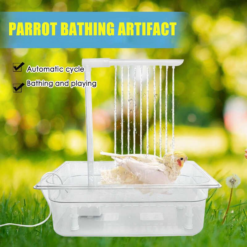 Bañera automática de ducha para pájaros, bañera automática para pájaros con regulador, piscina para mascotas pequeñas, loros y pájaros
