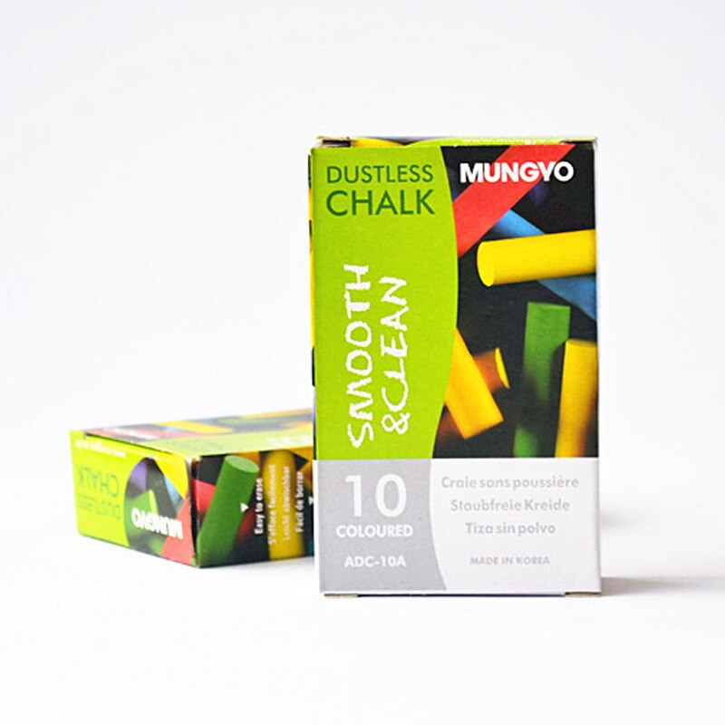 Juego de 10 unids/set de tiza colorida coreana sin polvo, bolígrafo de tiza no tóxico, caja sin polvo, tizas para niños, suministros de papelería escolar: 10 Colors
