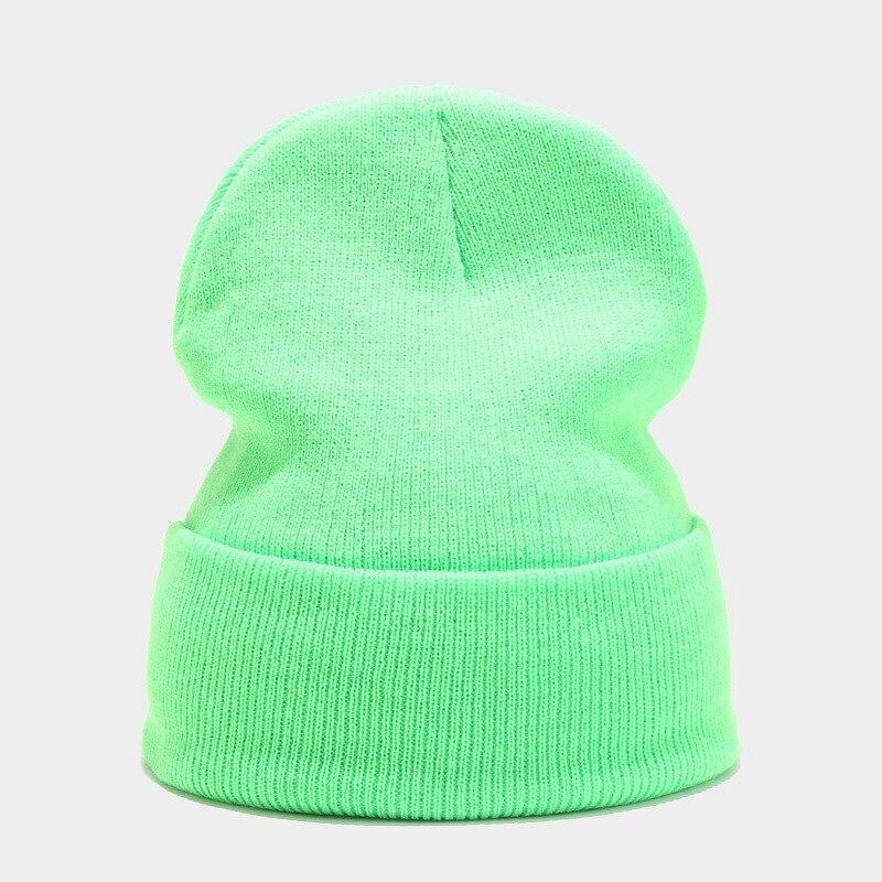 Winter Hats For Women Men Skullies Beanies Knitted Solid Cool Hat Girls Autumn Female Beanie Warm Bonnet Casual Cap: Fluorescent green
