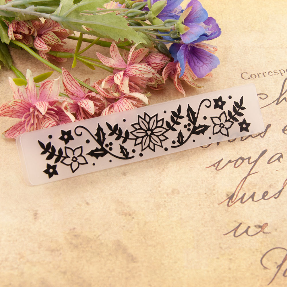 Plantilla de plástico para álbum de recortes, suministros de decoración hechos a mano para manualidades, tarjetas de álbum de fotos, 26 diseños, 15x3cm: Transparente