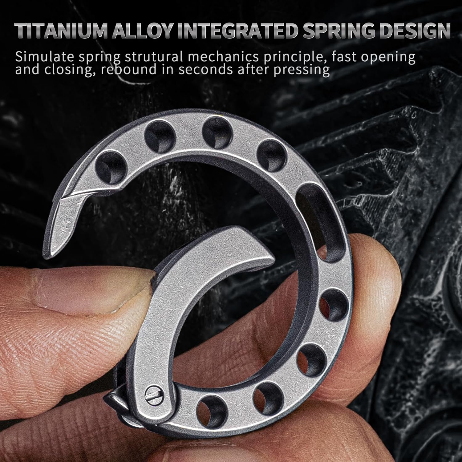 Tytanowy okrągły brelok do kluczy z karabińczykiem, szybkozłączka do brata, breloczek do kluczy z kółkami na klucze