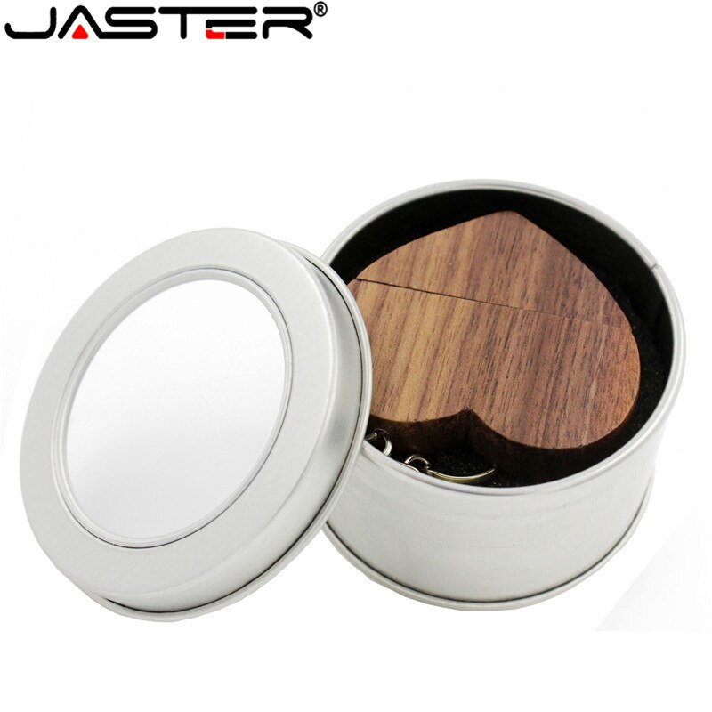 JASTER USB 2,0 holz usb + metall box usb flash memory stick usb-stick 4GB 8GB 16GB 32GB 64GB hochzeit
