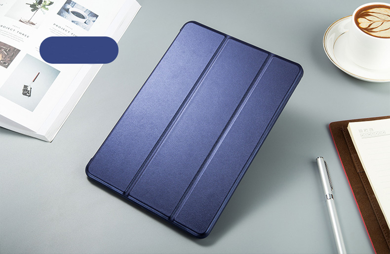 iPad 2/3/4 Case - PU Leather & Soft Silicone Shell - Magnetic Smart Sleep Wake Cover: Dark blue L FW 234