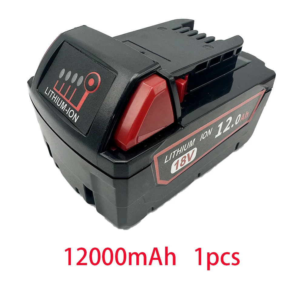 For Milwaukee M18 18V 12000mAh 18650 Lithium Replacement Battery For Milwaukee 48-11-1860 48-11-1850 48-11-1840 Tool Battery: GRAY