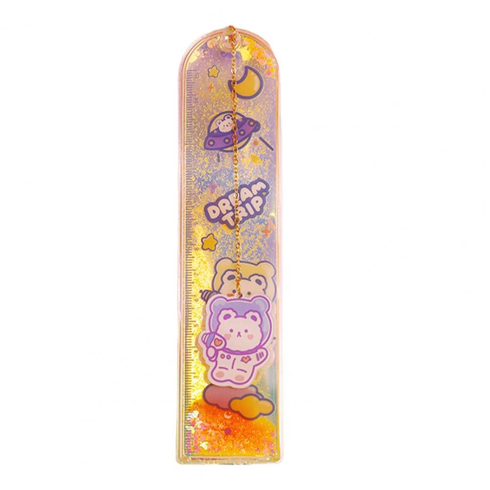1pc Quicksand Ruler Bookmark 15cm Multifunction DIY Drawing Tools Oil Sand Ruler Student Rulers School Office Supplies Escolar