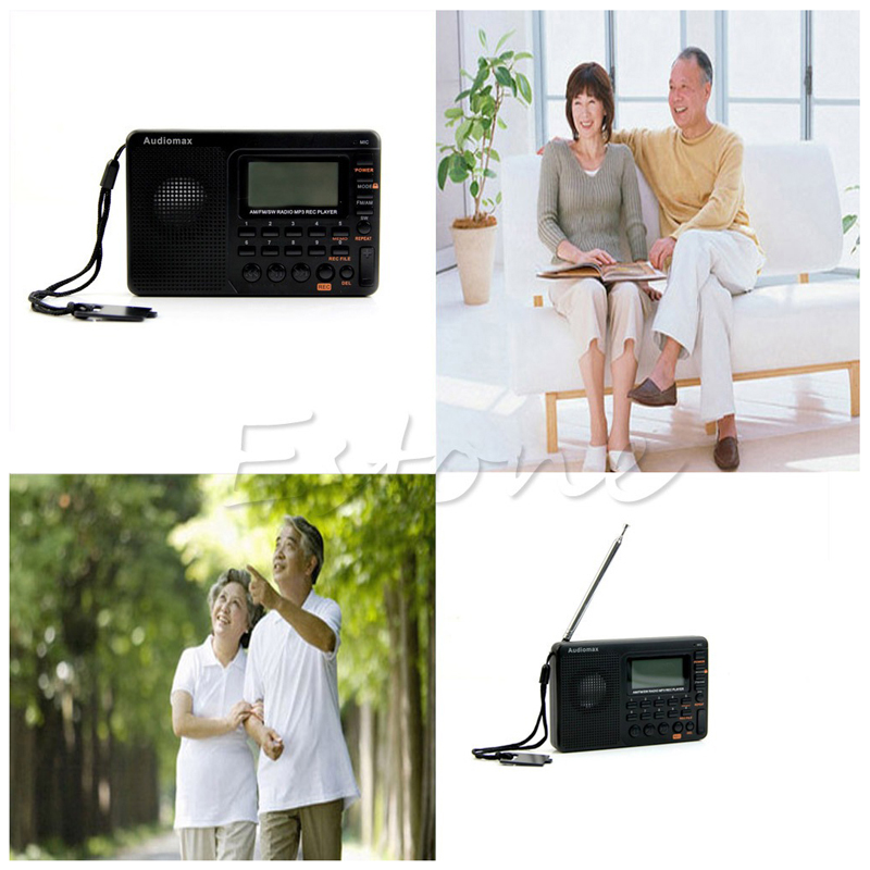Digital Tuning LCD Receiver TF MP3 REC Player AM FM SW Full Band Radio Portable