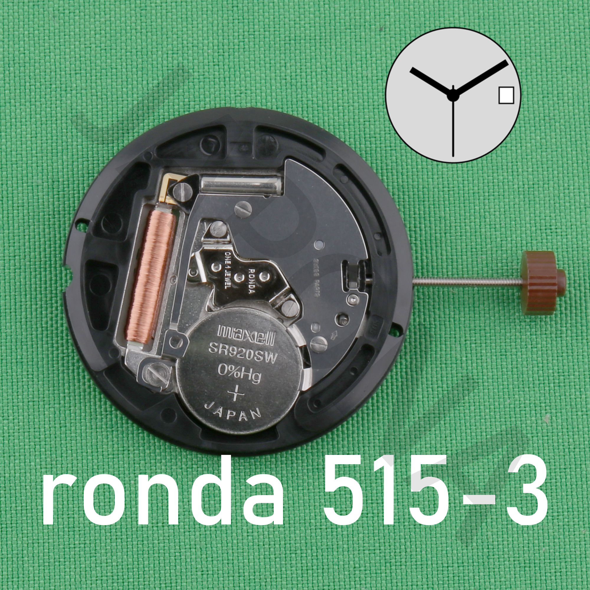 RONDA 515 uurwerk Zwitsers 515-3 normtech 3-wijzers quartz uurwerk met datum Accessoires Repareren Vervangende onderdelen Horlogebeweging