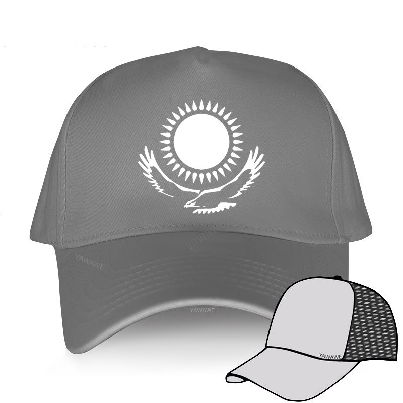 Kazakhstan women cool baseball caps country nations Kazakh flag Kazakhstani KAZ Qazaqstan print men hats Adjustable: grey mesh