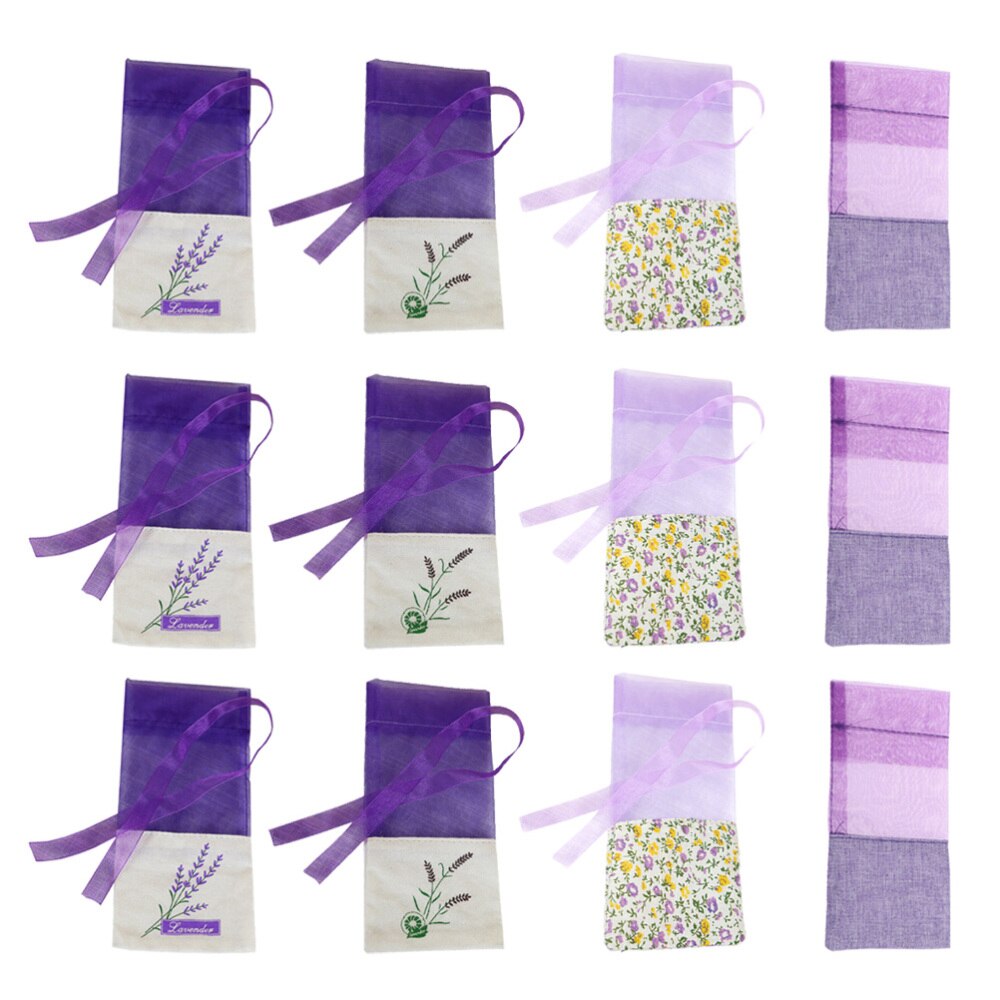 10pcs Floral Printing Lavender Bags Empty Fragrance Pouch Sachets Bag for Relaxing Sleeping Light Purple