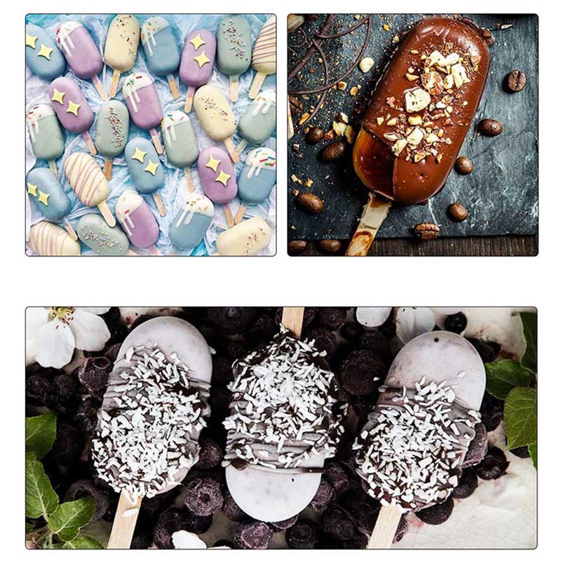 Moldes de sorvete congelado, moldes de silicone com 10 pçs de picolés, 4 cavidades, faça você mesmo, moldes de cozinha, utensílios de criação de sobremesa