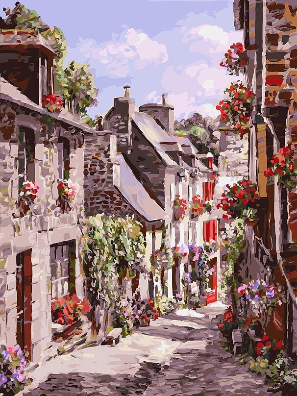 Pintura de HUACAN por números, paisajes de ciudad, Kits pintados a mano, pintura al óleo DIY sobre lienzo con dibujo de números, paisaje, decoración del hogar,: SZHC217