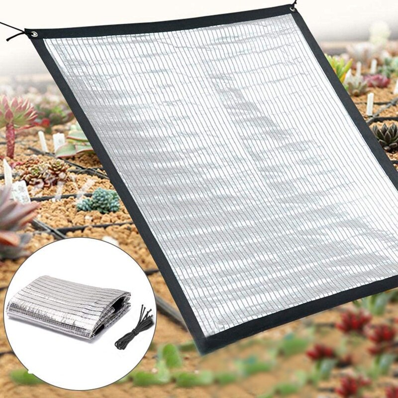 Reflekterende aluminiumsfolie skygge nett drivhus skygge nett skygge seil plante dekke nett 2 x 2m