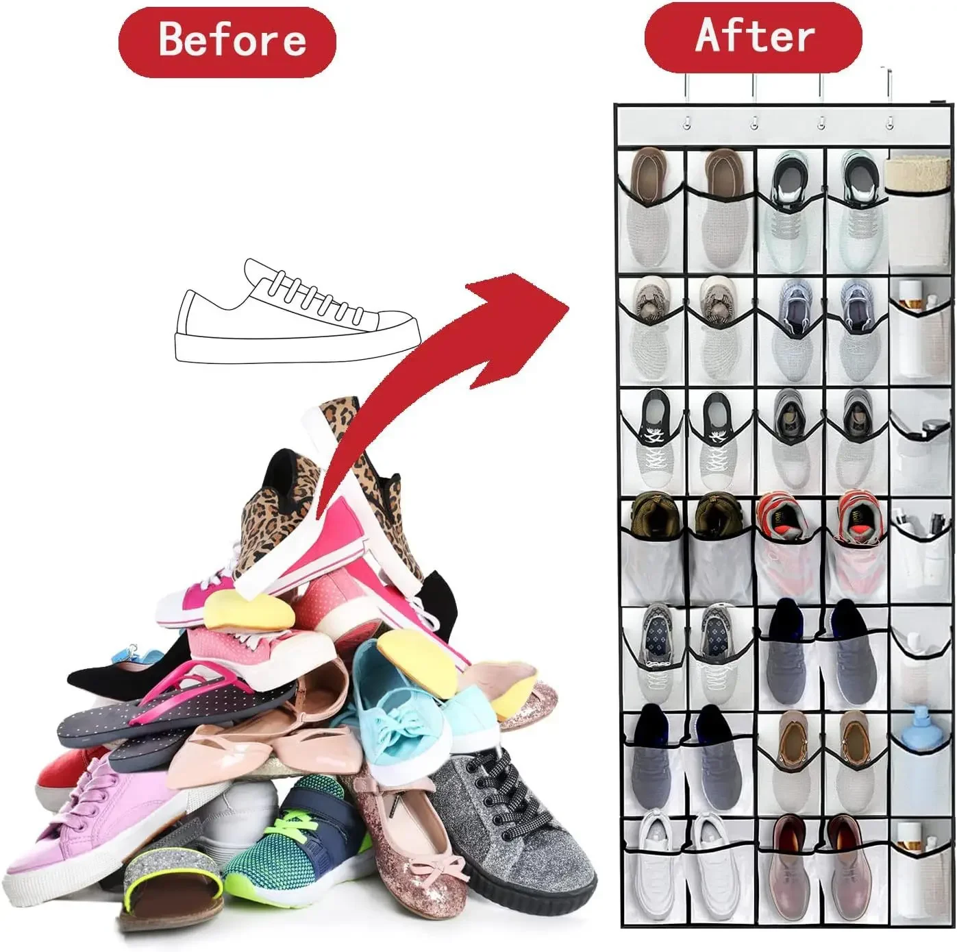 Hängendes Schuhregal-Organizer über der Tür, Schuh-Organizer, 12/14 große, atmungsaktive Netztaschen, Hausschuhe, Organizer, Schuhaufbewahrung