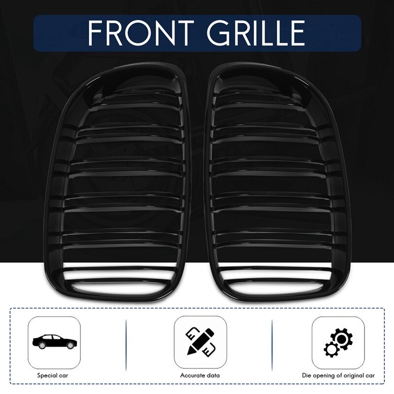 Glänzend Schwarz Dual Lamellen Niere Grill Ersatz für BMW E81 E87 E82 E88 120I 128I 130I 135I Ausgewählt 2007