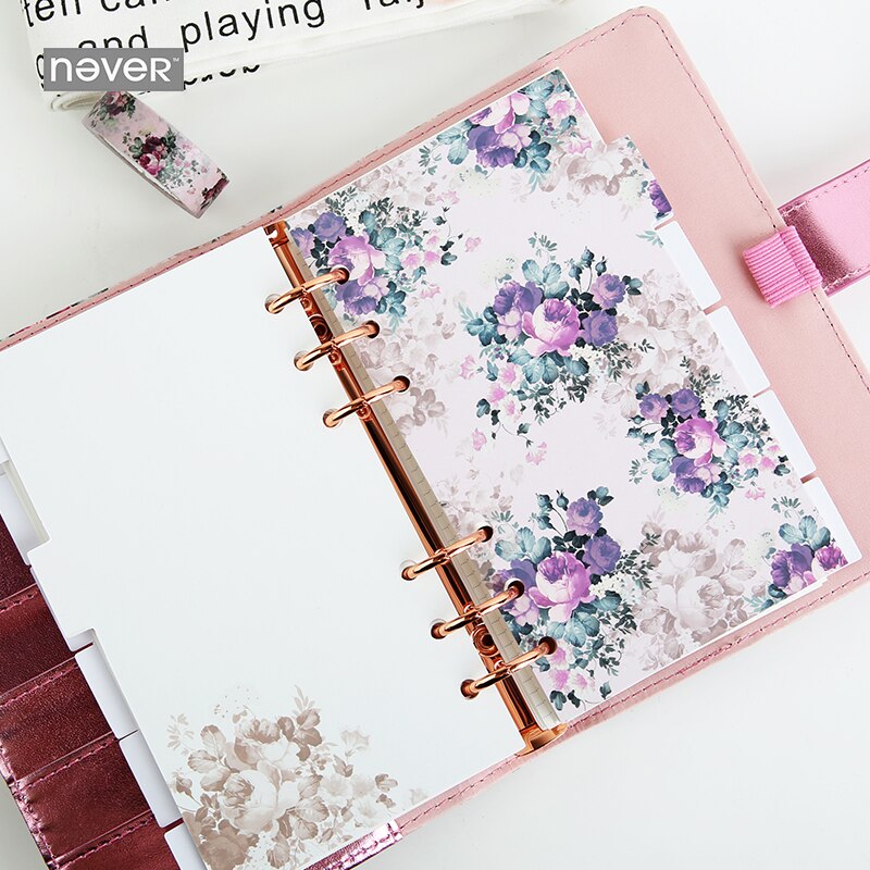 Nooit Rose Serie A6 Planner Verdelers Index Pagina 'S Voor Filofax Spiraal Notebook Filler Papers Diary Bookmark 6 Vellen Briefpapier