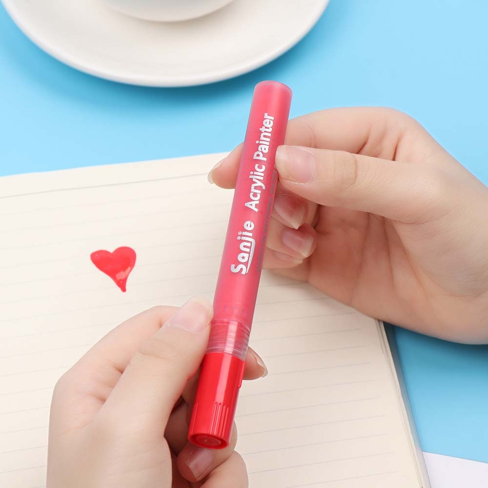 12 Colors Permanent Acrylic Paint Marker Pens For Ceramic Rock Glass Wood Fabric Canvas DIY Painting Office School Supplies